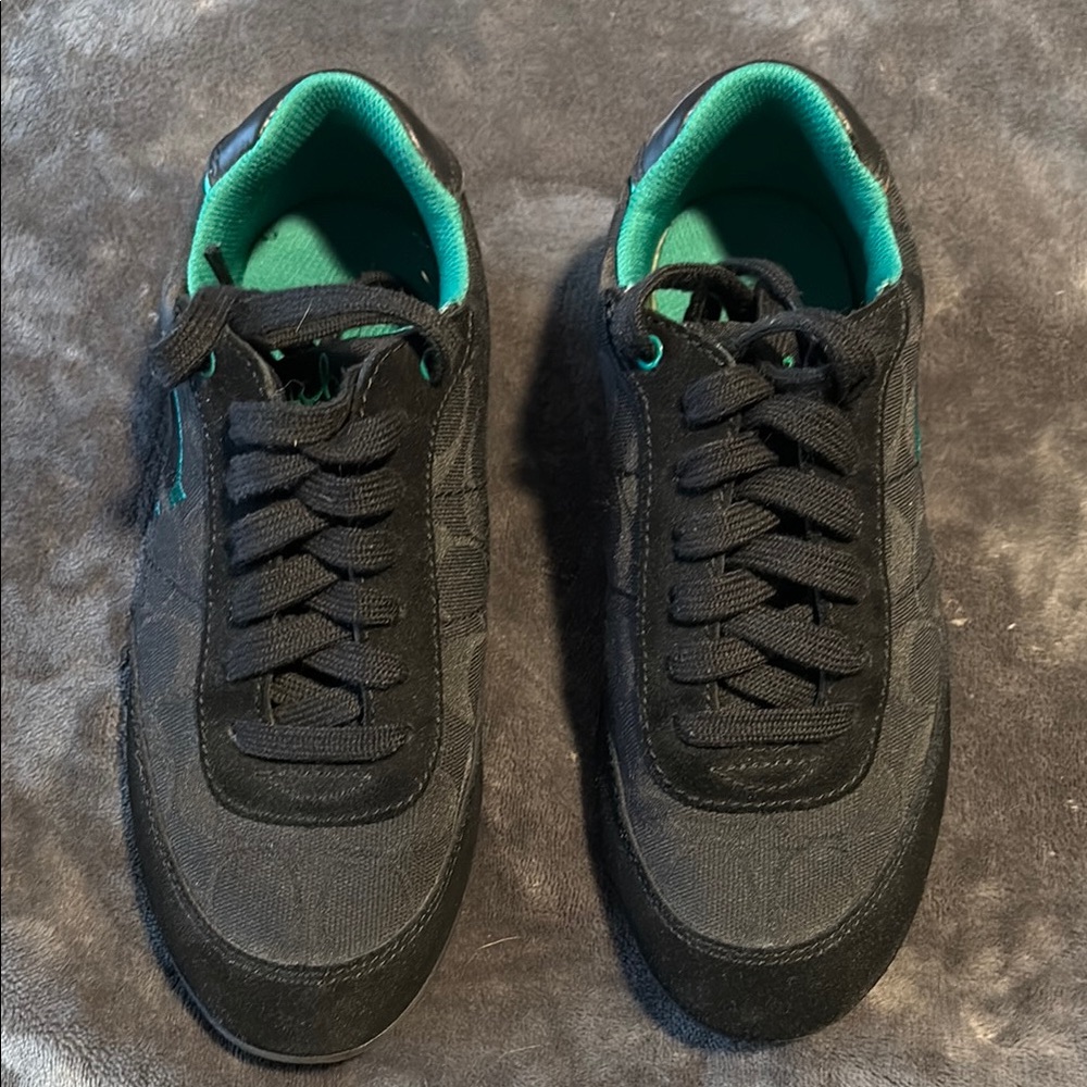 Coach Black and Green Athletic Sneakers with Sleek Design
